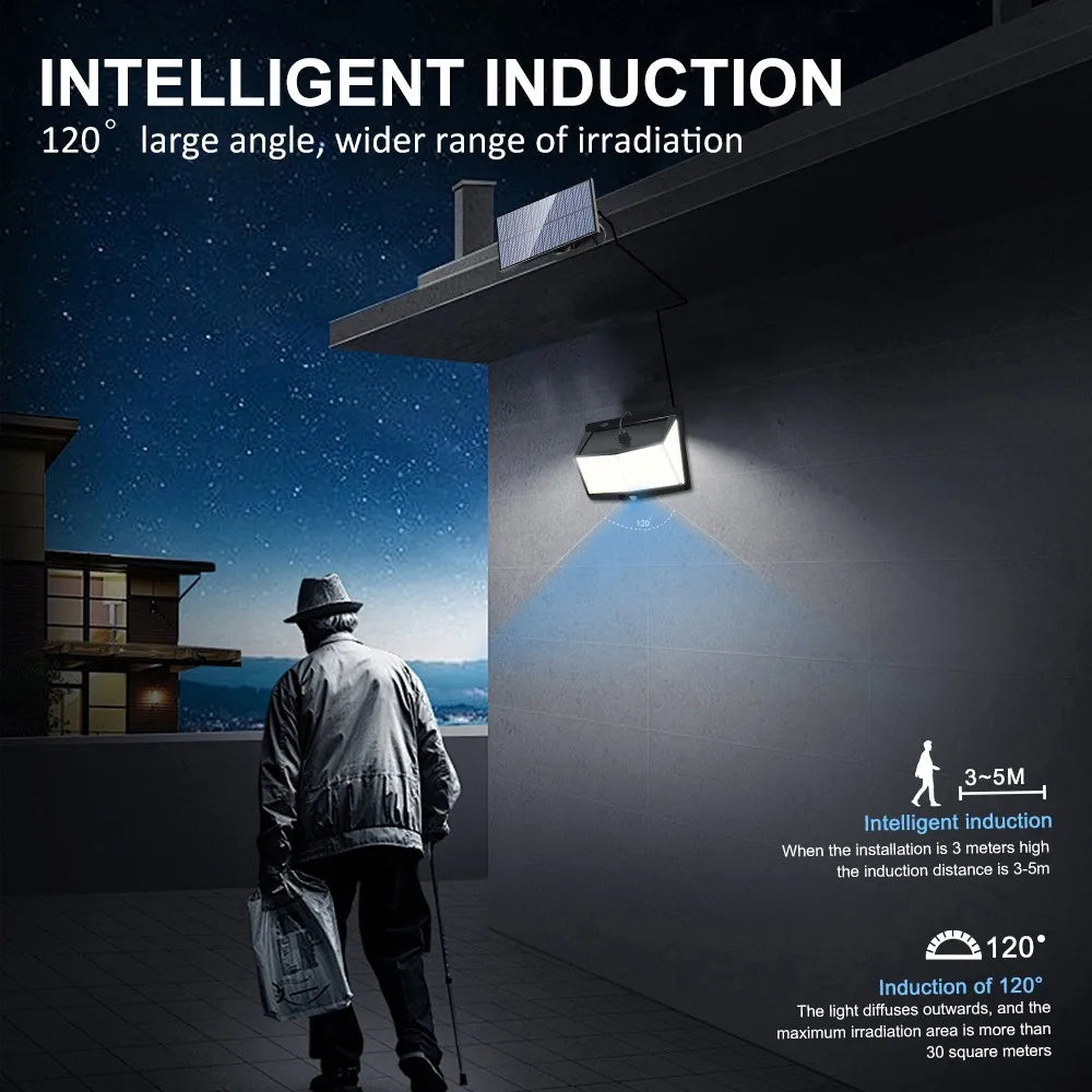 Outdoor 368/468 LED Solar Wall Light Motion Sensor Lights 3 Lighting Modes Solar Powered Garden Lights For Garden Lighting Zpaxo
