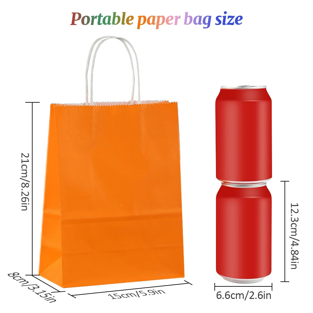 18-Pack Multicolor Kraft Paper Gift Bags – Party & Holiday