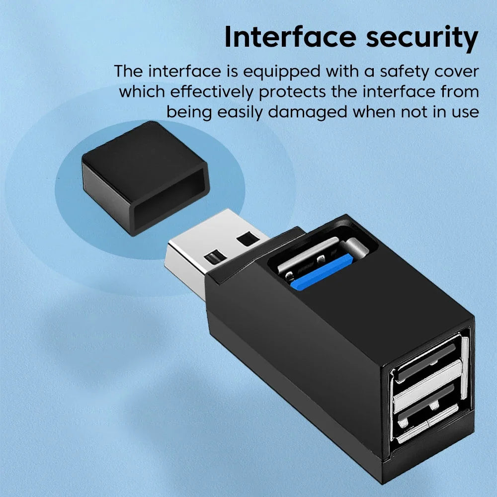 Mini 3 Port USB 0 Hub Splitter 5Gbps Speed Expander Adapter Portable Zpaxo