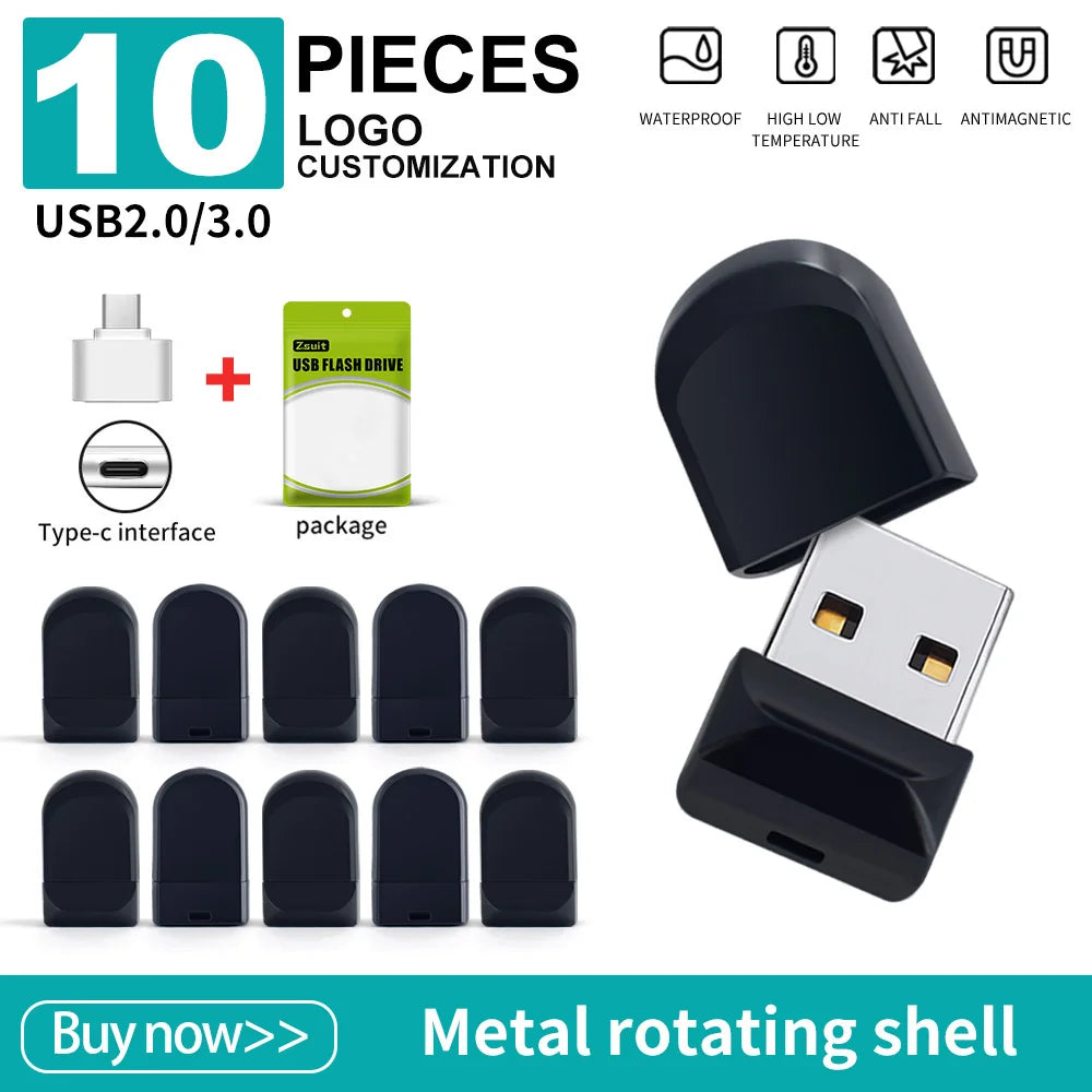 ZSUIT CZ33 10Pcs 3.0 USB Flash Drive 8GB 32GB Super Mini 2.0 Pendrive 128GB 64GB Custom LOGO Waterproof 2.0 USB Pen Drive Flash Zpaxo