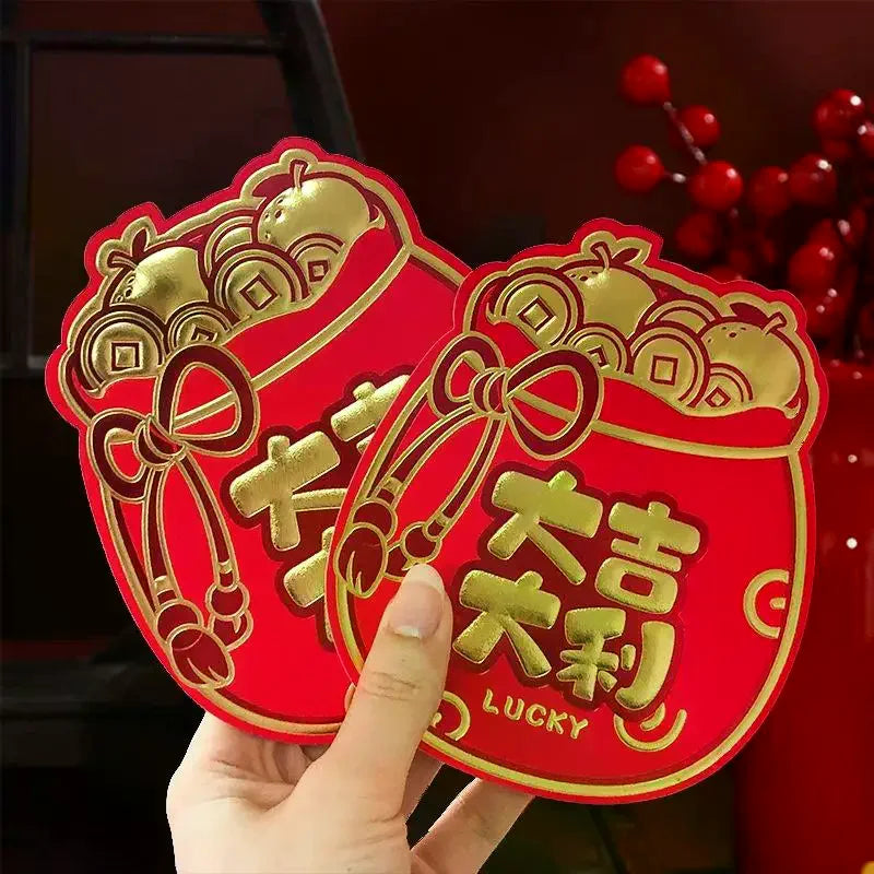 6pc Chinese New Year Red Envelopes Supplies Spring Festival Lucky Money Pockets Decor Spring Festival Supplies Fuzi Red Envelope Zpaxo