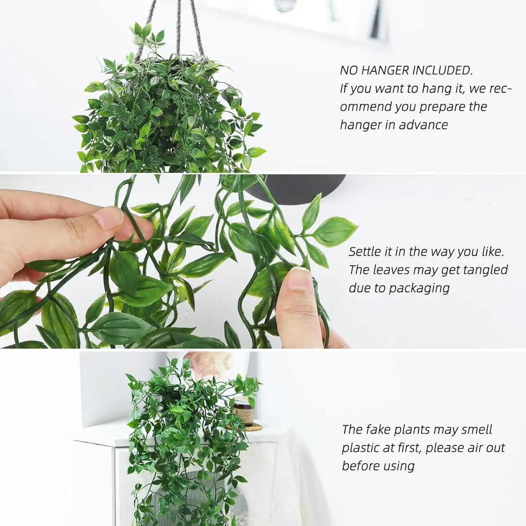 Artificial Hanging Plants Set – String of Pearls, Ivy & Fern