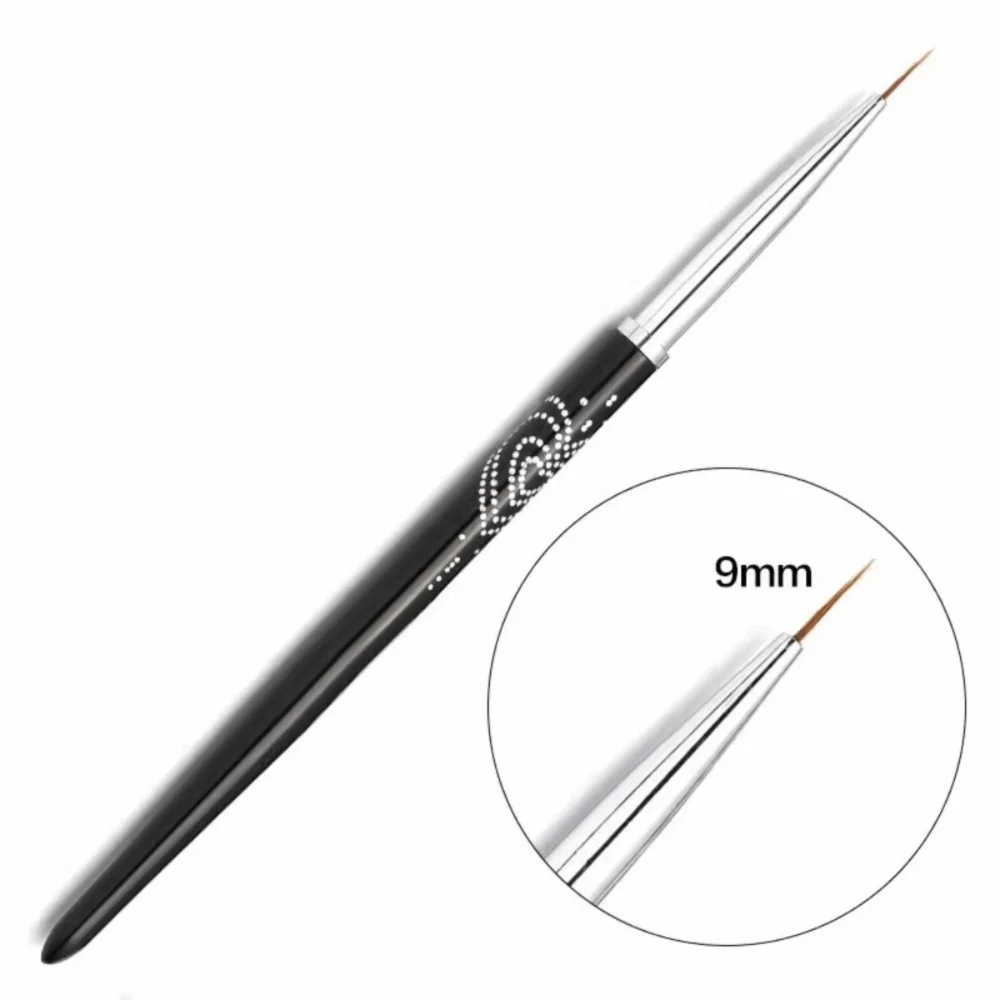 Metal Handle Nail Eyeliner Brushes 7mm/9mm/11mm Thin Design UV Gel Painting Brush Black Color Nail Art Design Brush Zpaxo Style 2