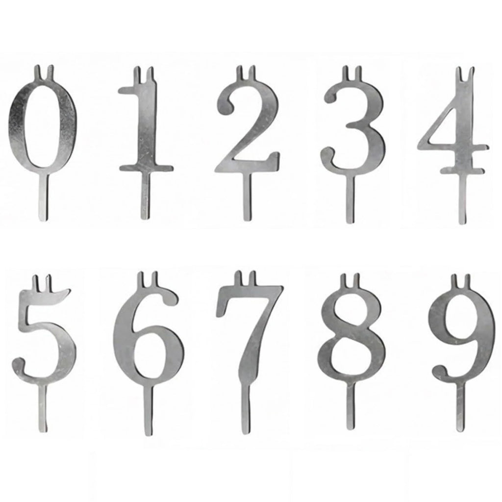 Reusable Digital Birthday Cake Candle Holders Stainless Steel Numeric