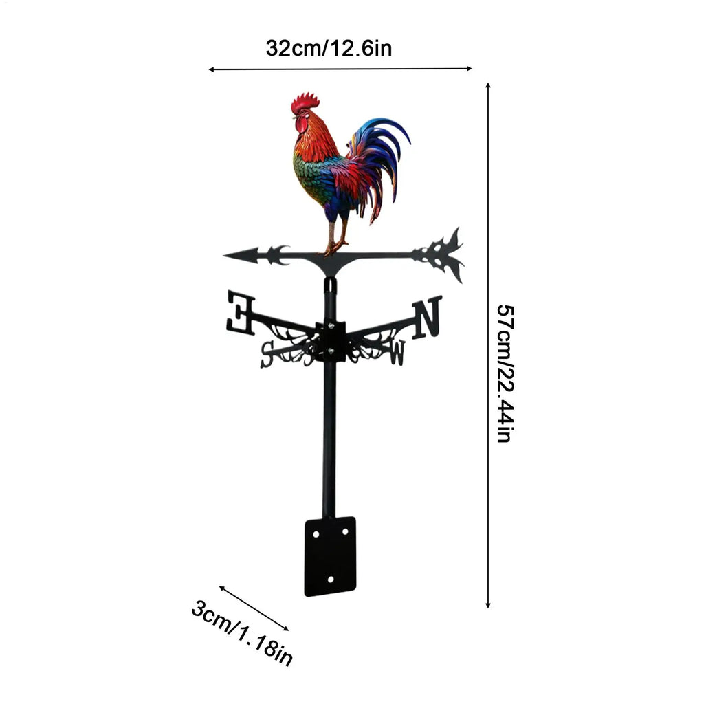 Wind Vane Decorative Iron Rooster Yard Decoration Roof Mount Vanes