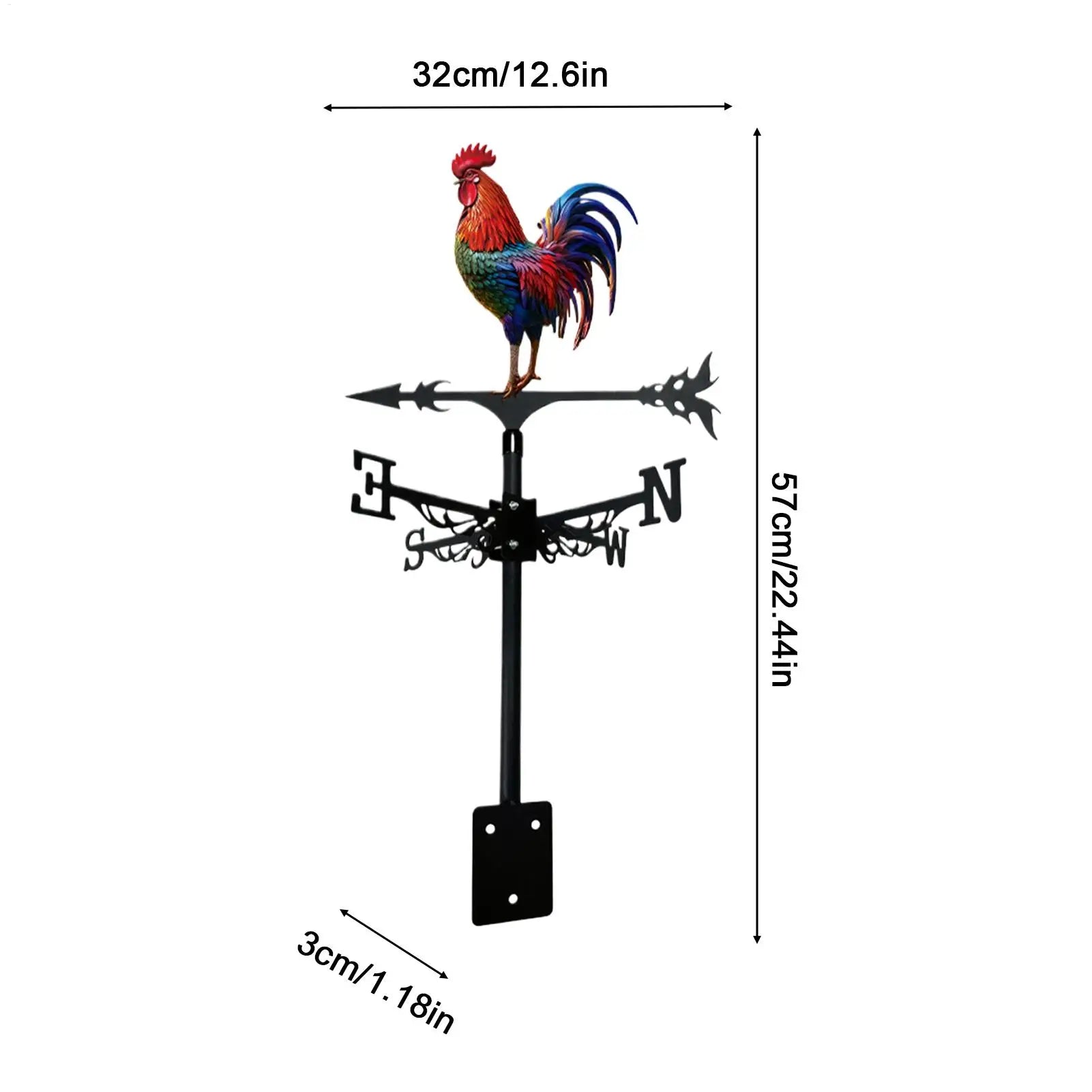 Wind Vane Decorative Iron Rooster Yard Decoration Roof Mount Vanes