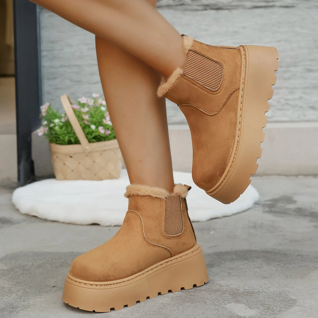 Plush Warm Non Slip Waterproof Ladies Flats Shoes Casual Slip on Female Ankle Boots Botas Mujer 2025 Winter Women Snow Boots Zpaxo