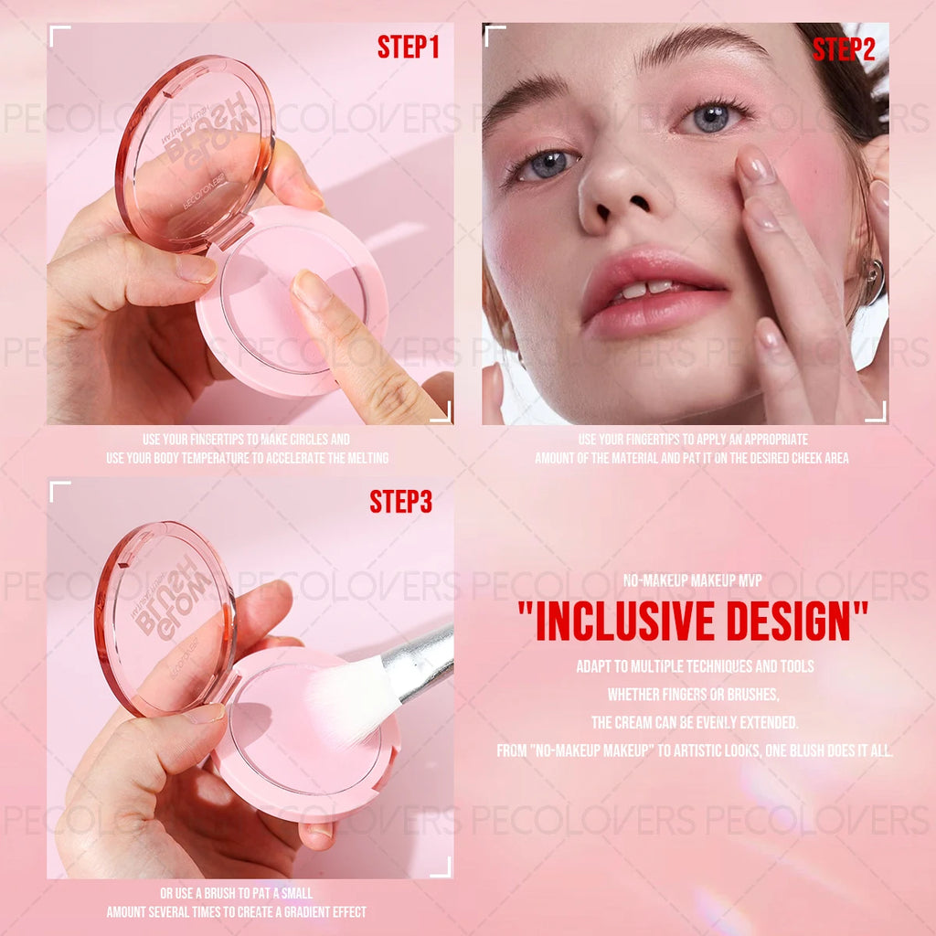 1PC Waterproof Blush Palette Pink Easy-to-Apply Natural 3D Makeup Look Blush Palette Matte Finishes in Red Hues Makeup Palette Zpaxo