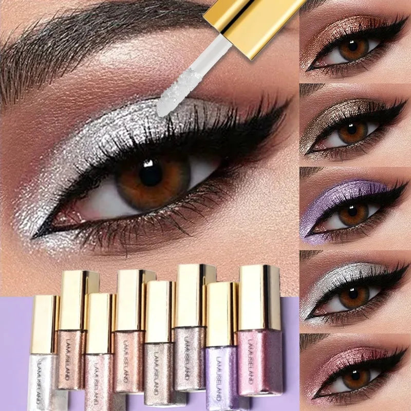 Pearl Liquid Eyeshadow Natural Smokey Silver Fine Shimmer Diamond Glitter Eye Shadow Eyelid Waterproof Highlighter Beauty Makeup Zpaxo