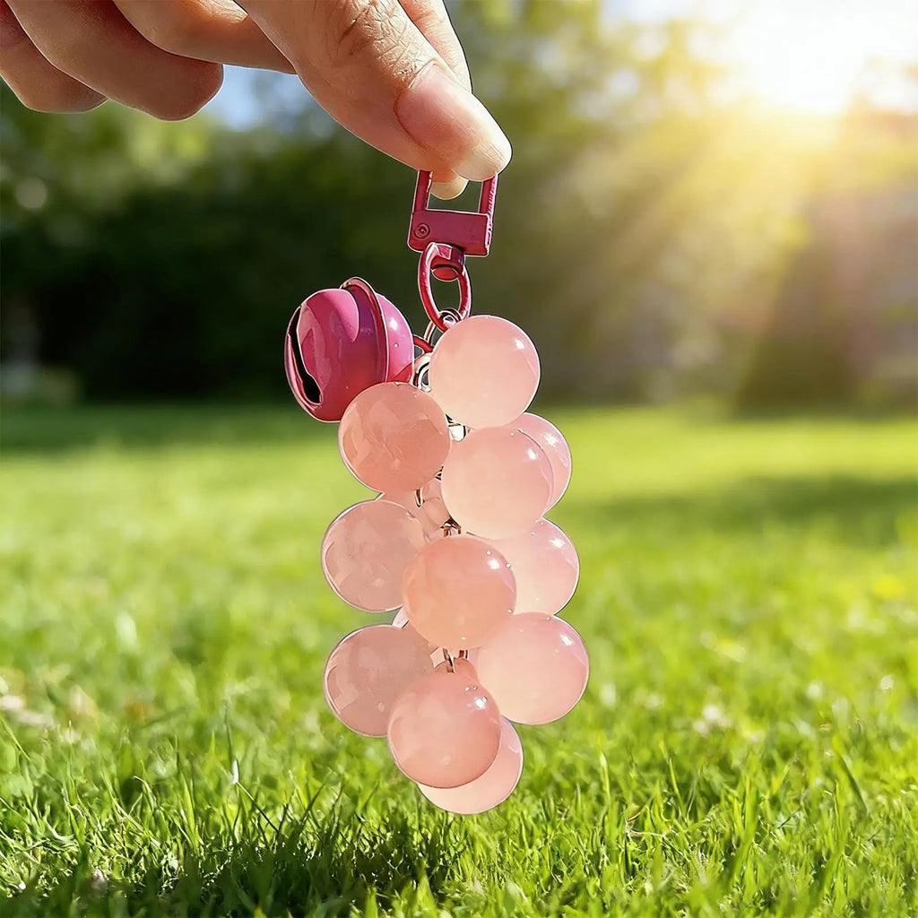 Grape Keychain UV Detector Changing Beads Cute Purse Charm Car Key