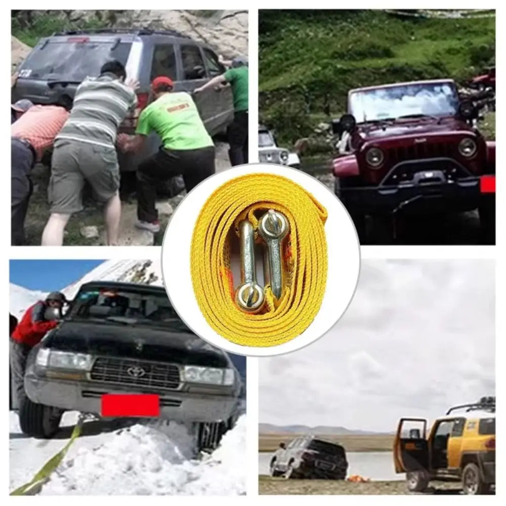 5 M Car Tow Cable 3 Ton Capacity Hooks Included Towing Pull Rope Emergency Rescue Off Road Design Heavy Duty Tow Road Emergency Zpaxo