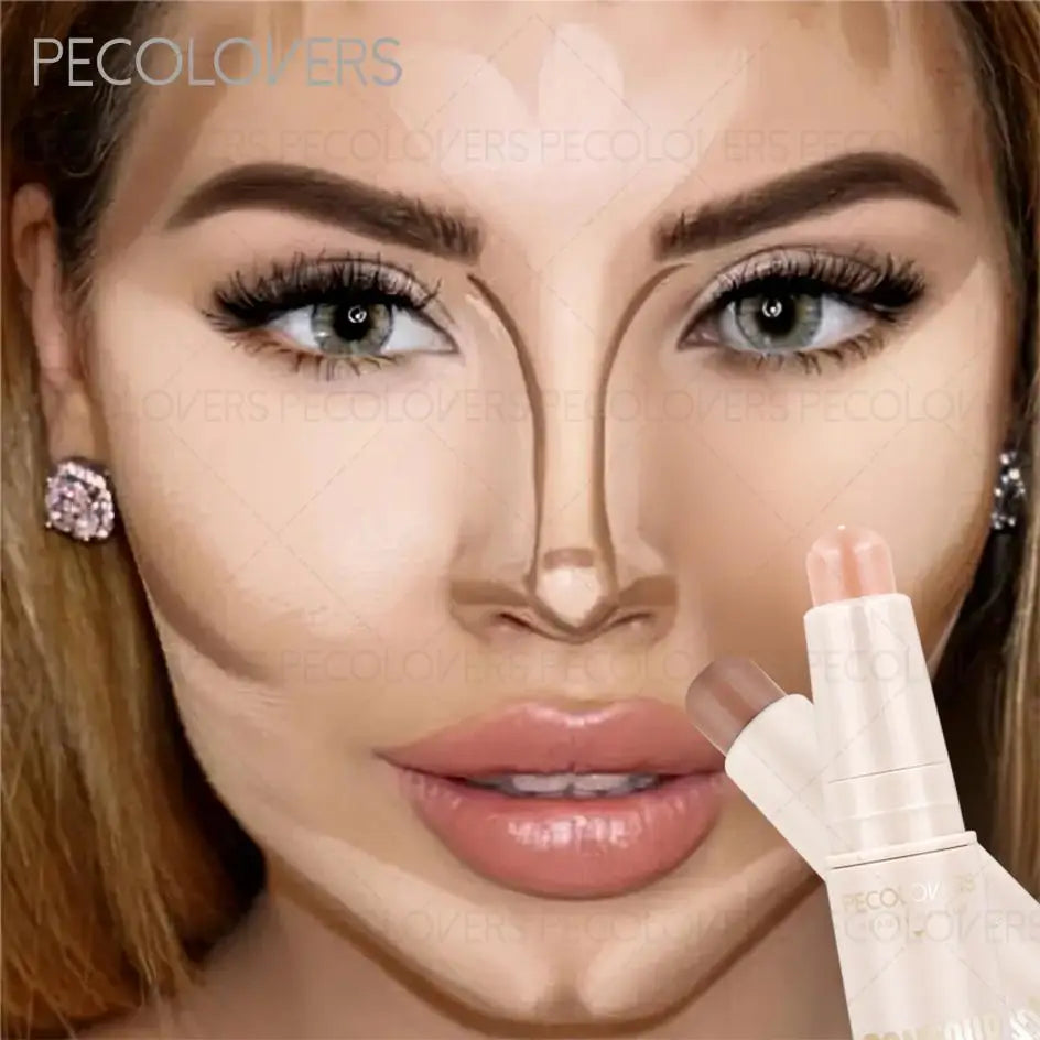 Waterproof 2-in-1 Dual-Ended Concealer，Sweatproof,Highlighter Stick,Dual-Ended Highlight & Contour Stick Zpaxo