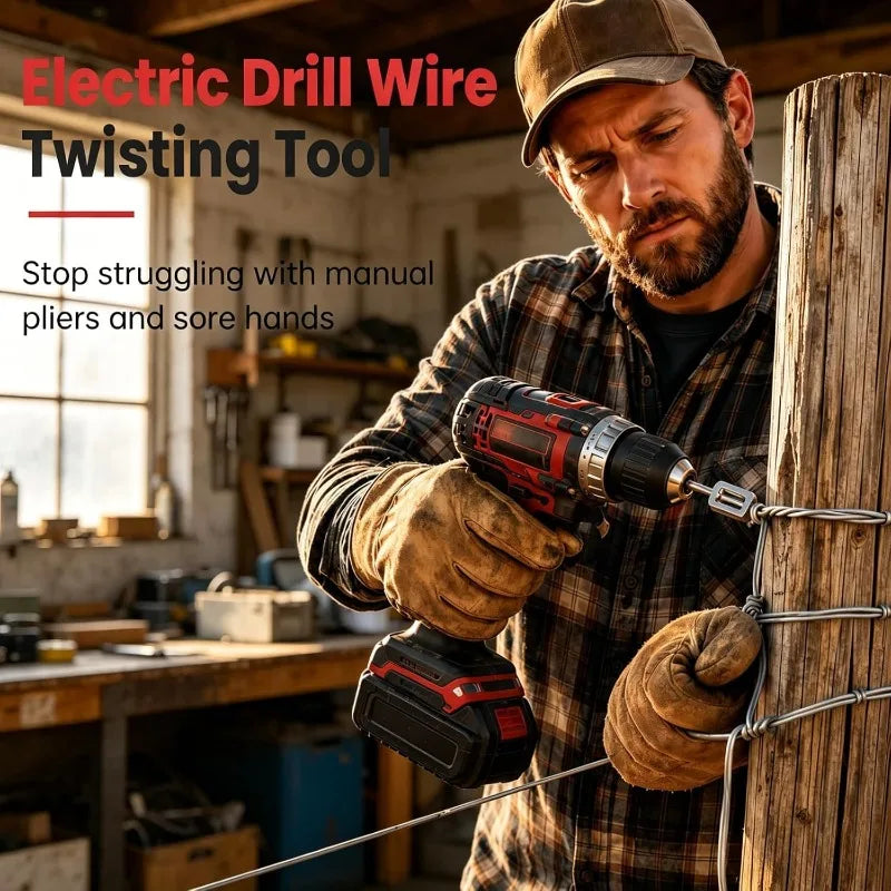Drill Chuck Wire Twister – #9 & #11 Fence Wire Tying Tool