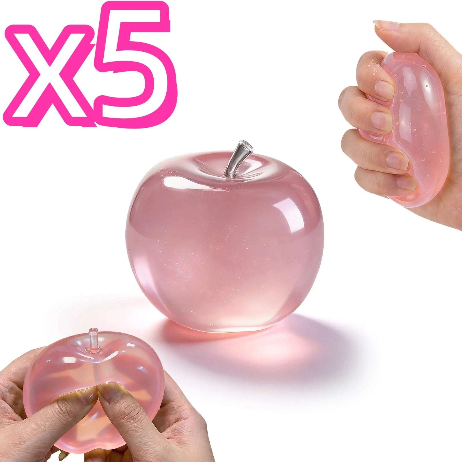Squishy Pink Apple Stress Ball Fidget Sensory Toy – Kids & Adults Squishy Stress Ball Zpaxo 5 pcs