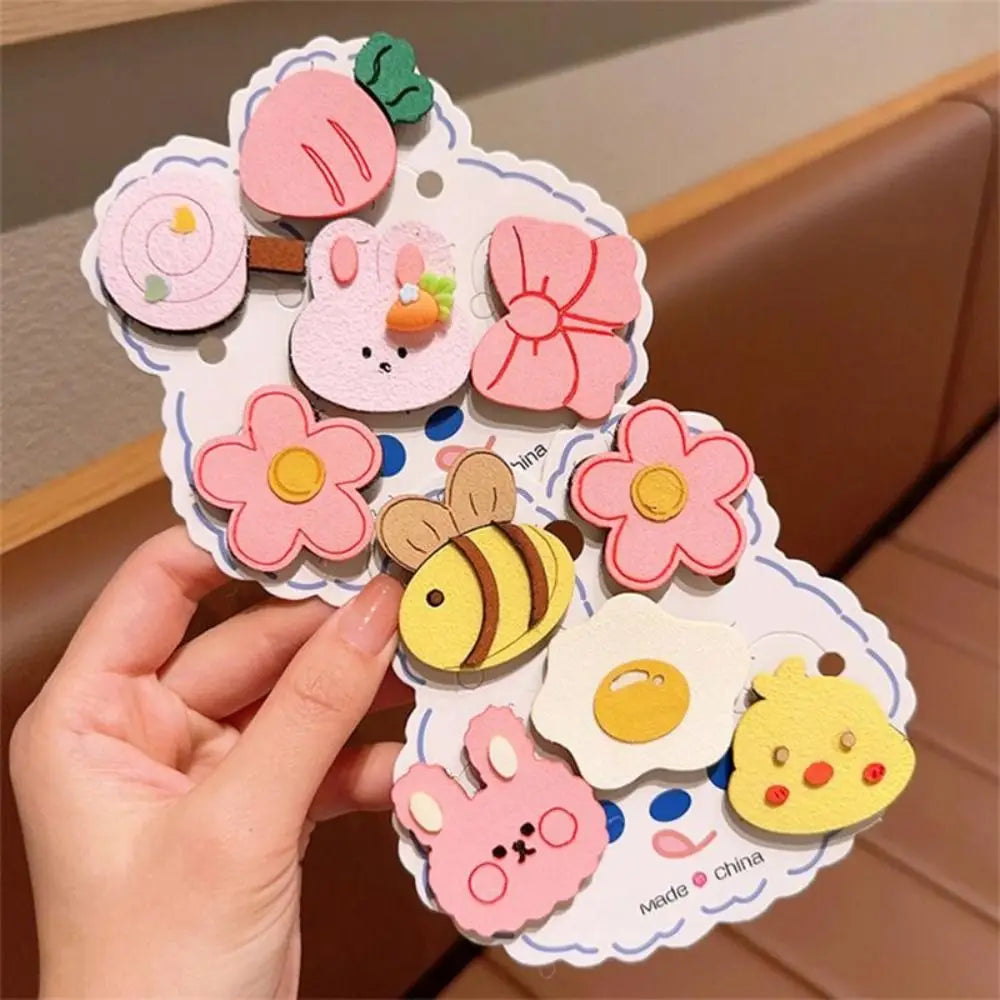 5Pcs/Set Cute Cartoon Hair Clip Not Hurt Hair Reusable Baby Headwear Bangs Stickers Gifts Zpaxo