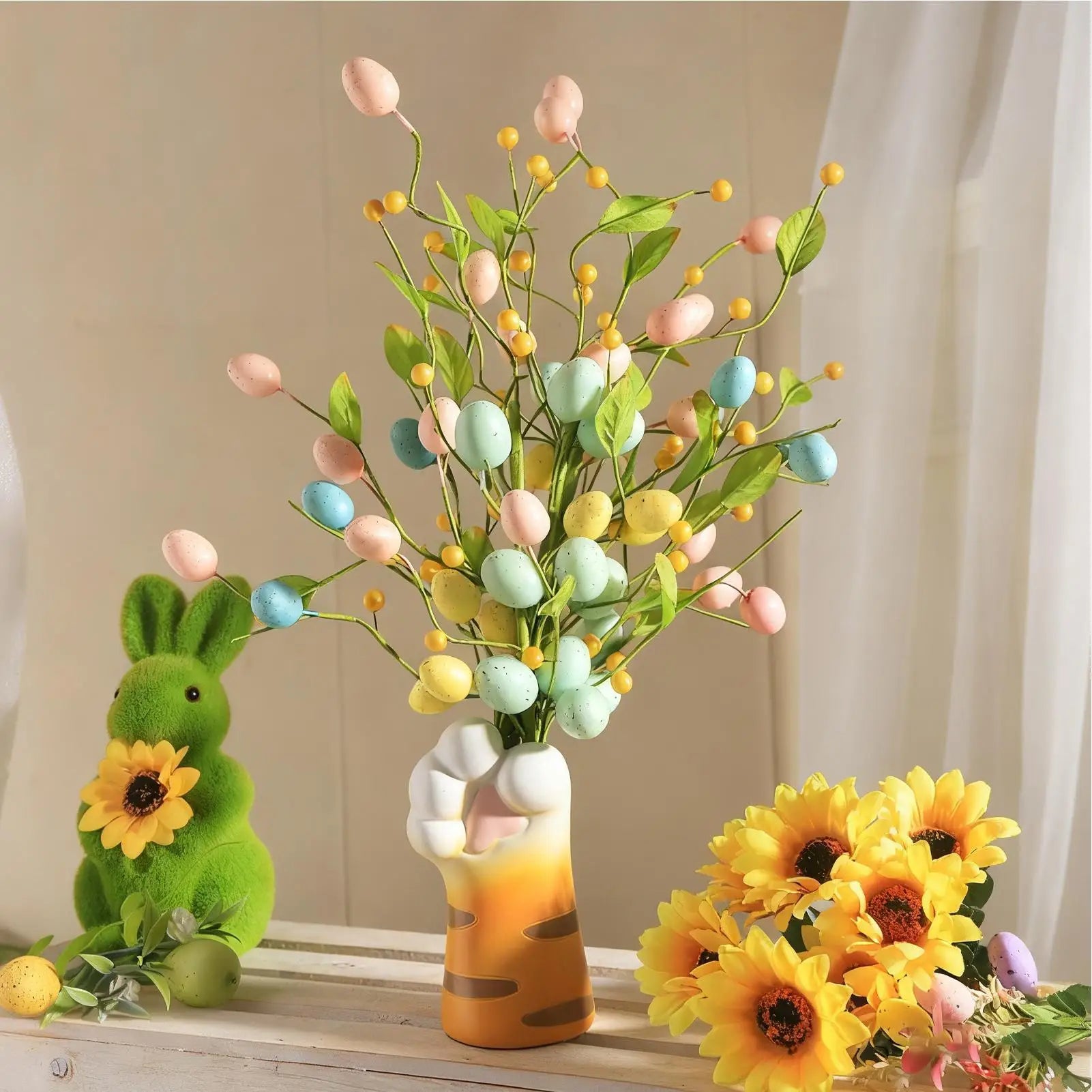 Easter Artificial Flowers Foam Spring Stems Eggs Fake Flower