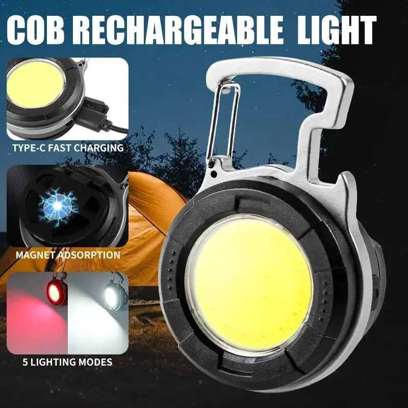 COB LED Keychain Flashlight – Type-C Rechargeable Mini Work Light Keychain Flashlight Zpaxo