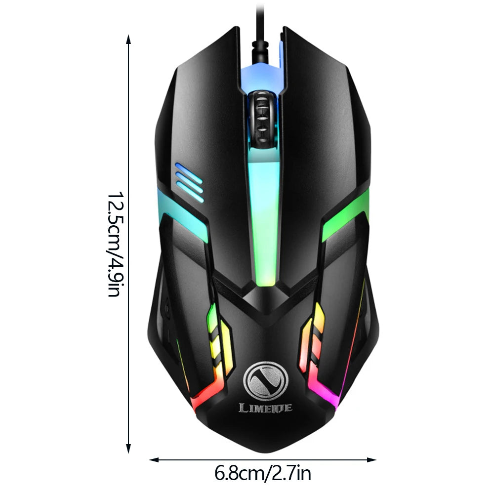 Limei S1 E Sports LED Luminous Backlit Wired Mouse USB Wired For Desktop Laptop Mute Office Computer Gaming Mouse Zpaxo Black