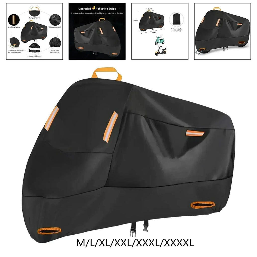 Outdoor Motorcycle Cover Waterproof Thickened Polyester Tarpaulin UV Protective Heavy Duty Scooter Cover for Motorcycles Zpaxo