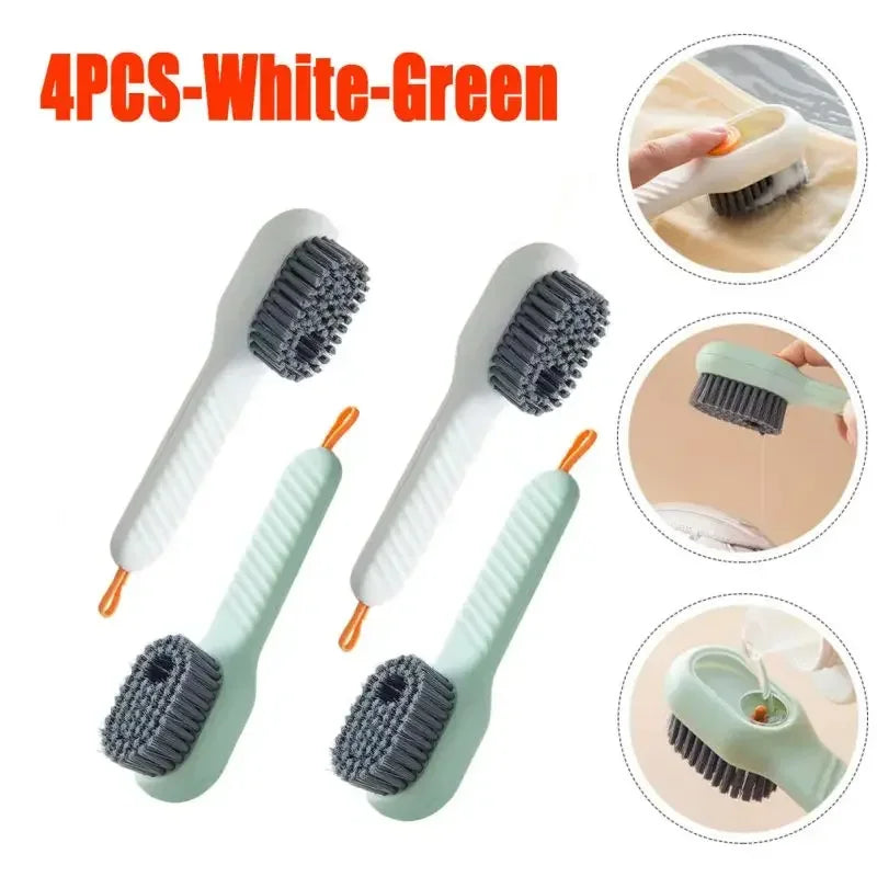 Fashion Multifunction Shoe Brush Soft Bristled Liquid Filled Up Wash Shoe Cleaning House Accessories Clean Kitchen Tools Zpaxo 4pcs-white-green