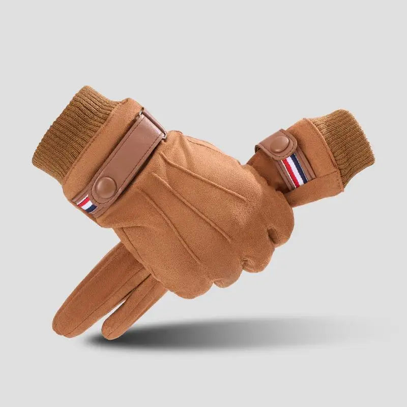 Suede Cycling Gloves Men Winter Thick Hiking Polyester Touch Screen Zpaxo A3
