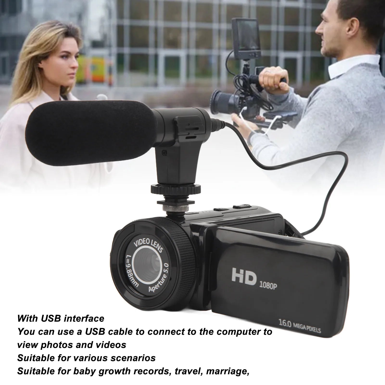 Video Camera Camcorder Supporting Stereo Recording IPS USB Interface