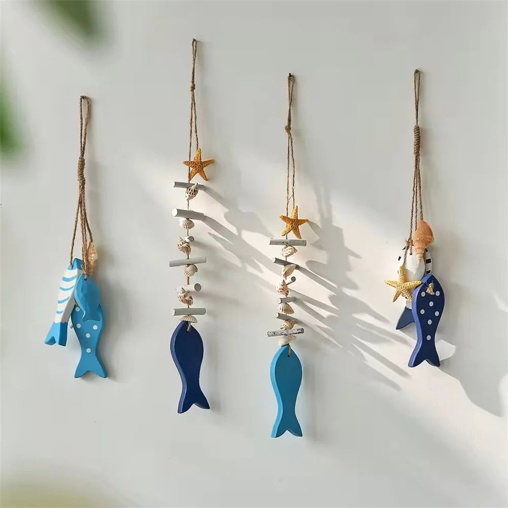 Wooden Fish Wall Hanging Ornaments | Nautical Beach Decor