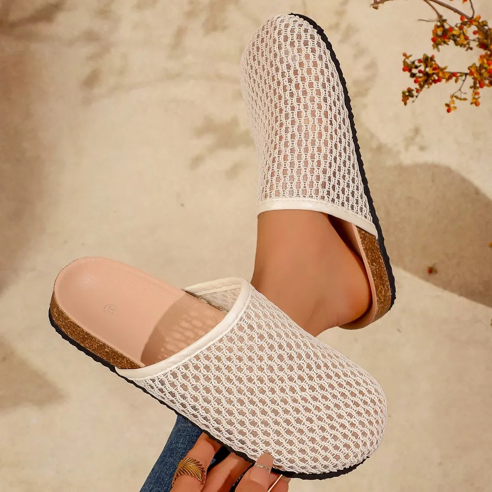Woman Shoes Women's Mules Square Toes Hollow Out Two Layer Slippers