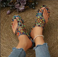 Women Slippers Retro Gladiator Shoes Bohemia Flat Sandals Summer Clip Zpaxo MULTI 42