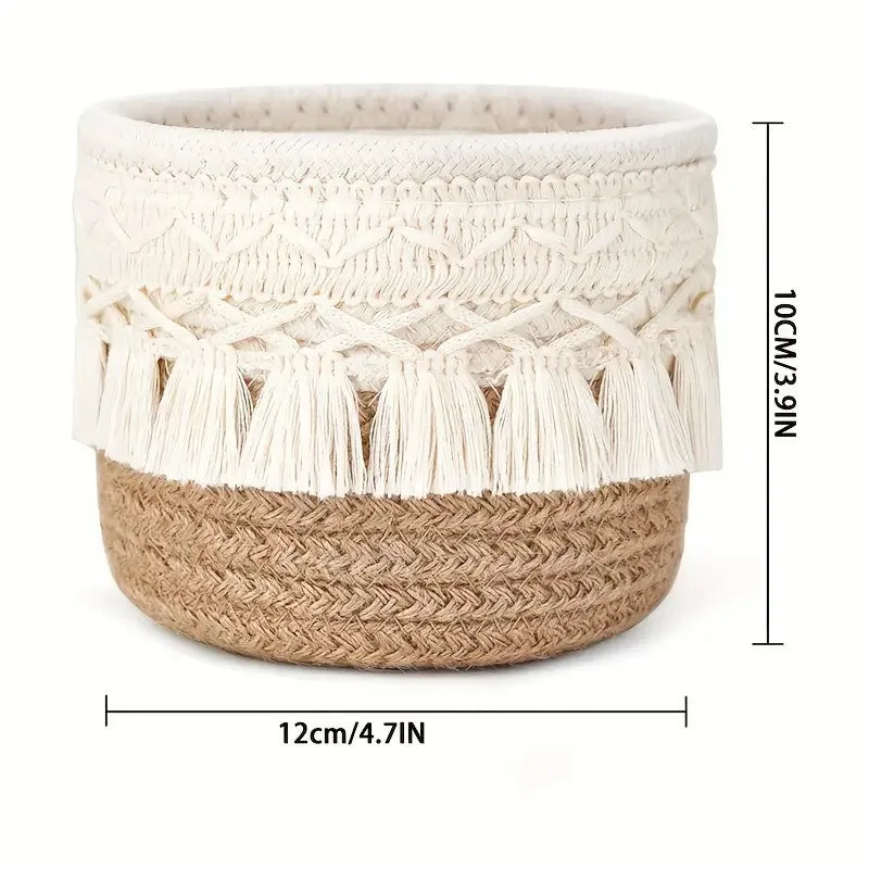 Tassel Makeup Brush Holder – Wicker Cosmetic Organizer Basket Cosmetic Organizer Basket Zpaxo
