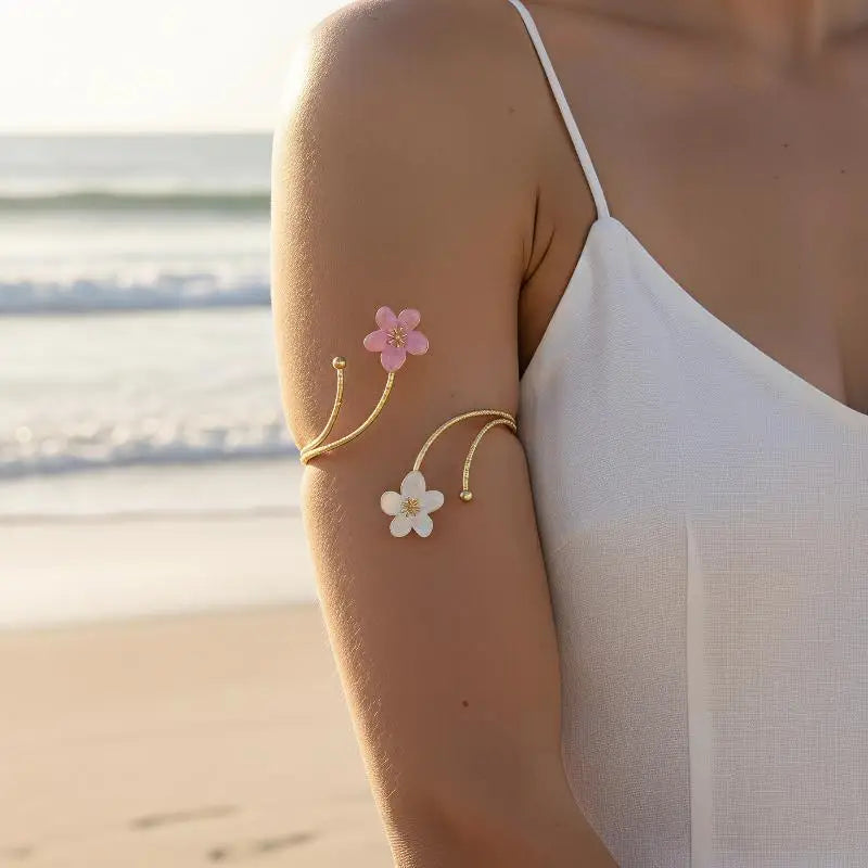 Elegant Metal Flower Upper Arm Bracelet Boho Retro Jewelry Women Zpaxo