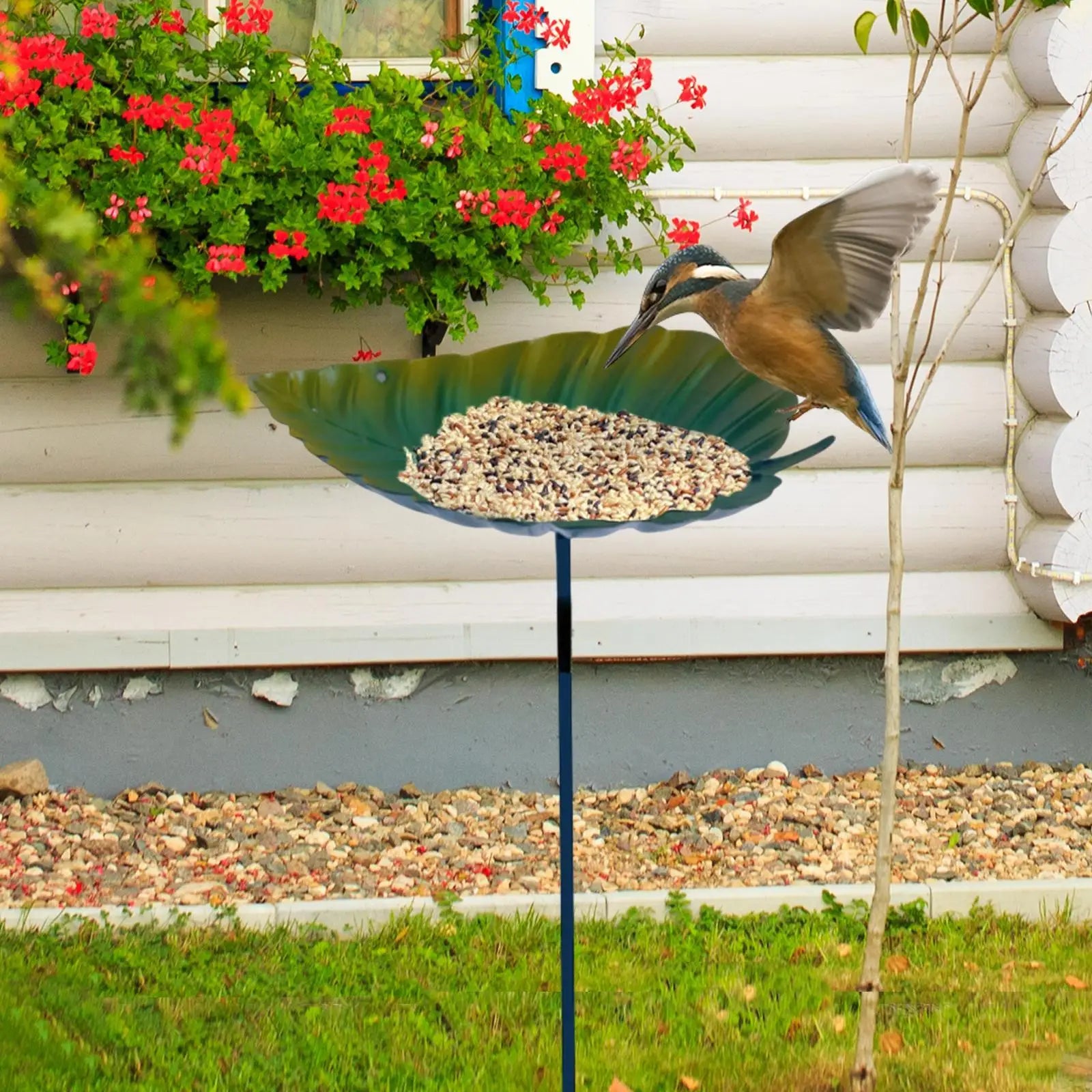 Decorative Garden Bird Feeder Iron Bird Bath Removable Stand for Outdoor Bird Drinking and Watching Zpaxo