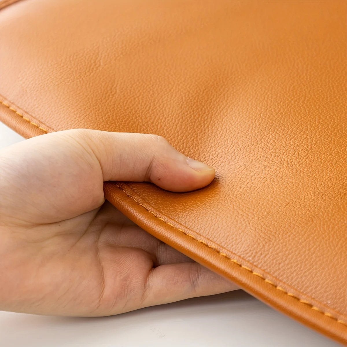 Faux Leather Thick Chair Cushions D-shaped Cover Ties Pads Indoor