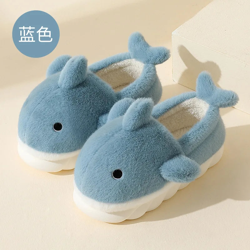 Cute Shark Cotton Slippers Women's Autumn Winter Home Indoor Non-slip Zpaxo Blue2 44-45(insole 27cm) China Mainland