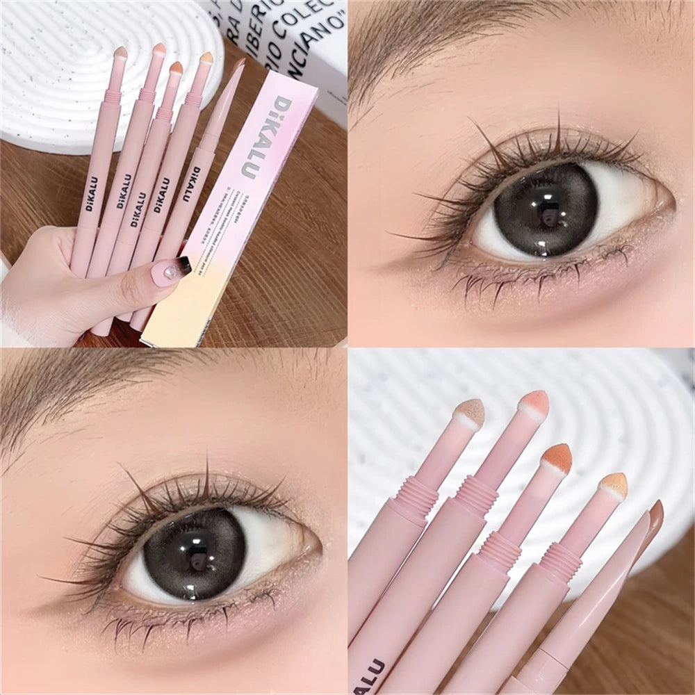 2-in-1 Lying Silkworms Eye Pencil Smudge-Proof Pink Shadow & Shimmer Highlighter Brighten Aegyo Sal Stick Korean Cosmetics Zpaxo