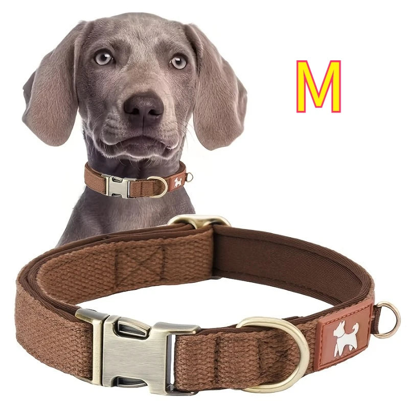 Vintage Durable Nylon Webbing Lined Dog Collar Suitable Large Medium Zpaxo BROWN-M