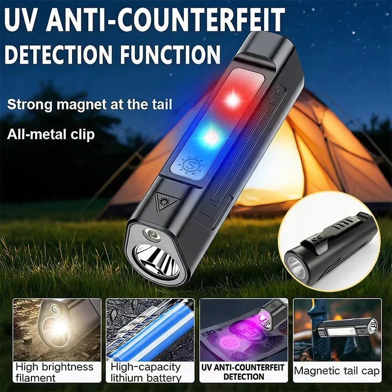 Multi Functional Strong Light Long Endurance Red Blue Flashing Pen