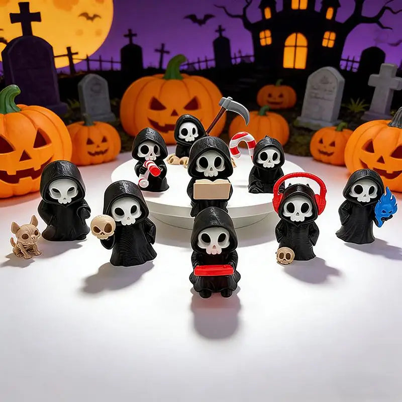 Mini Gothic Grim Reaper Figurine Cute Resin Skeleton Statue Desktop Zpaxo