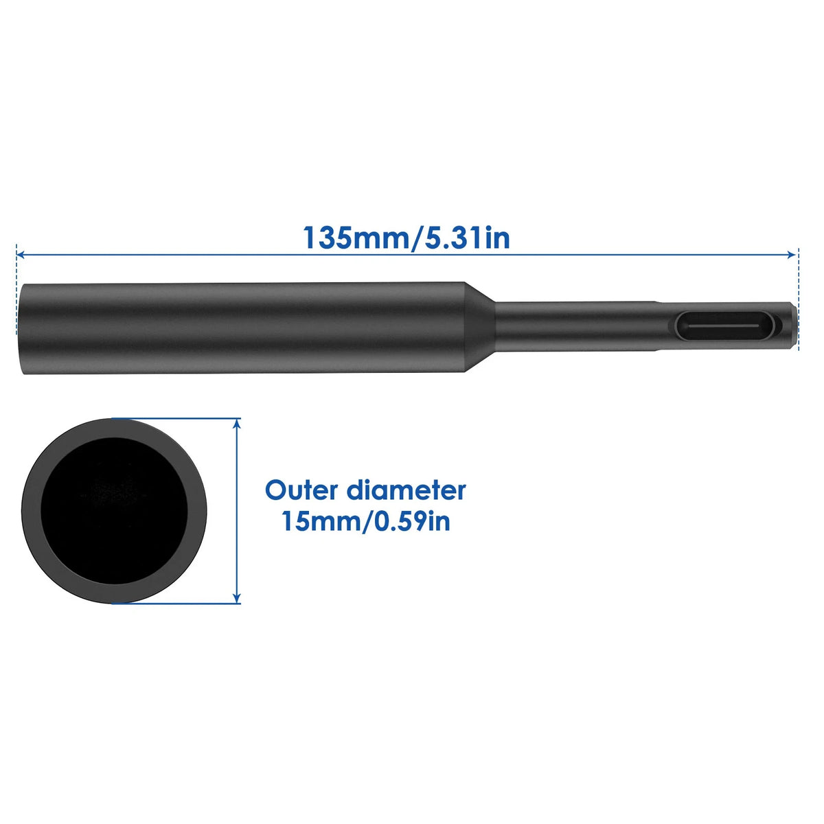 1/2PCS SDS Plus Ground Rod Driver Durable Hardened Steel Professional for Rotary Hammer Drill Power Tool for 5/8Inch and 3/4Inch Zpaxo 1PC 15MM