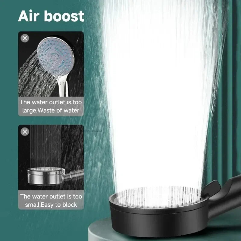 Black 5 Modes Shower Head Adjustable High Pressure Water Saving Shower Head Water Massage Shower Head Bathroom Accessories Zpaxo