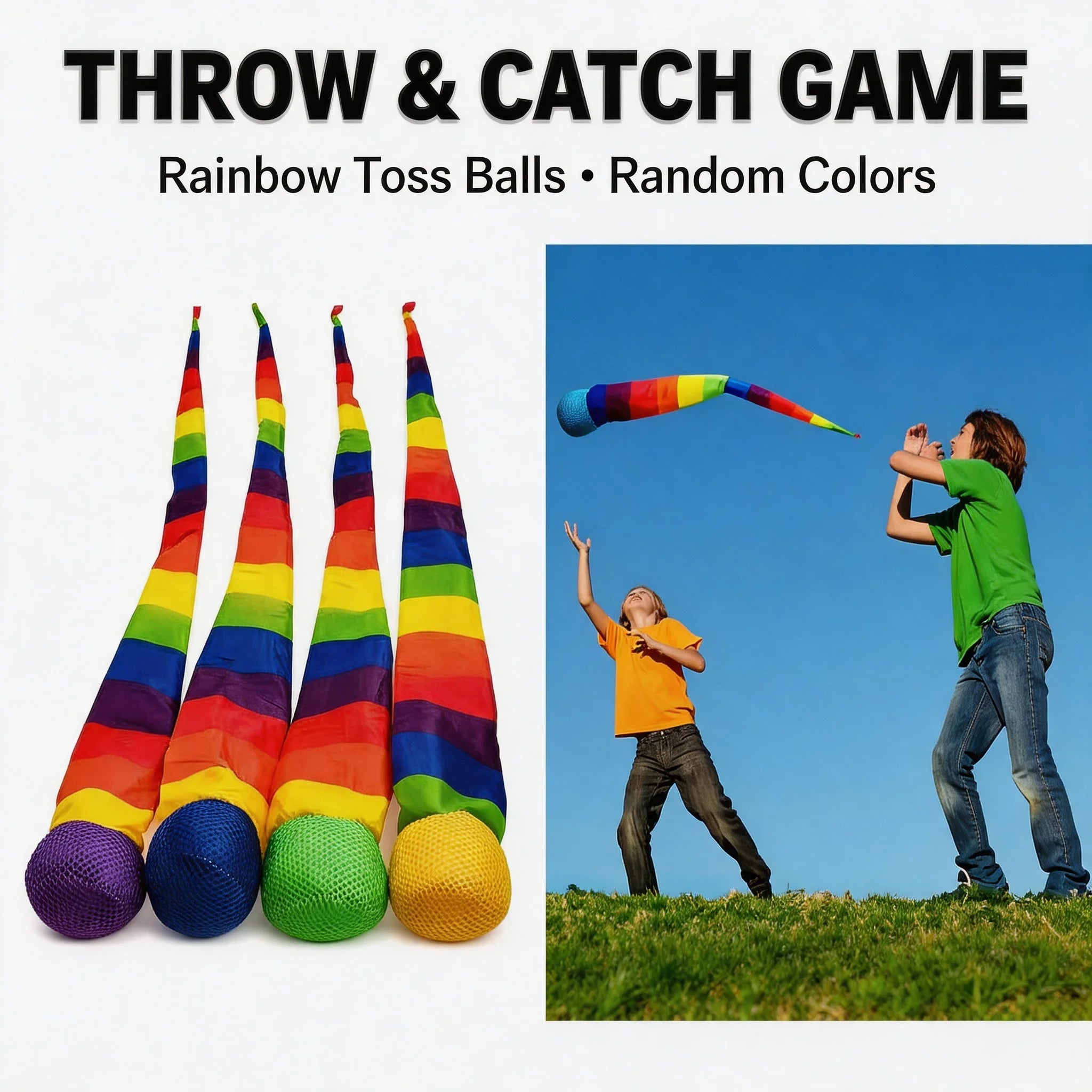 95cm Rainbow Comet Ball – Soft Tail Outdoor & Indoor Play