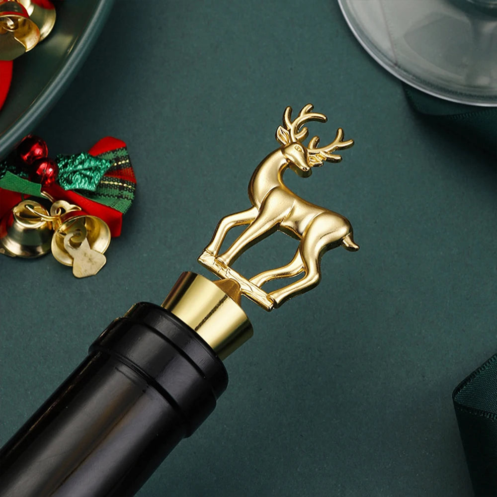 Christmas Deer Wine Bottle Stopper Golden Reindeer Wine Stopper for Party Wedding Xmas Wine Gift Bar Accessories Zpaxo