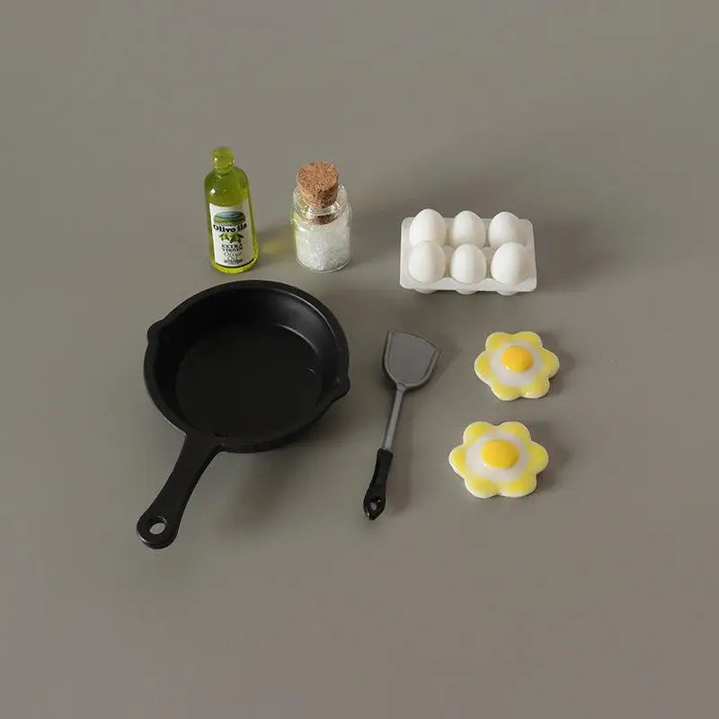 ▶1:12 Dollhouse Mini Egg Frying Pan Kitchenware Model Dollhouse Kitchen Scene Accessories Zpaxo A7 13Pcs