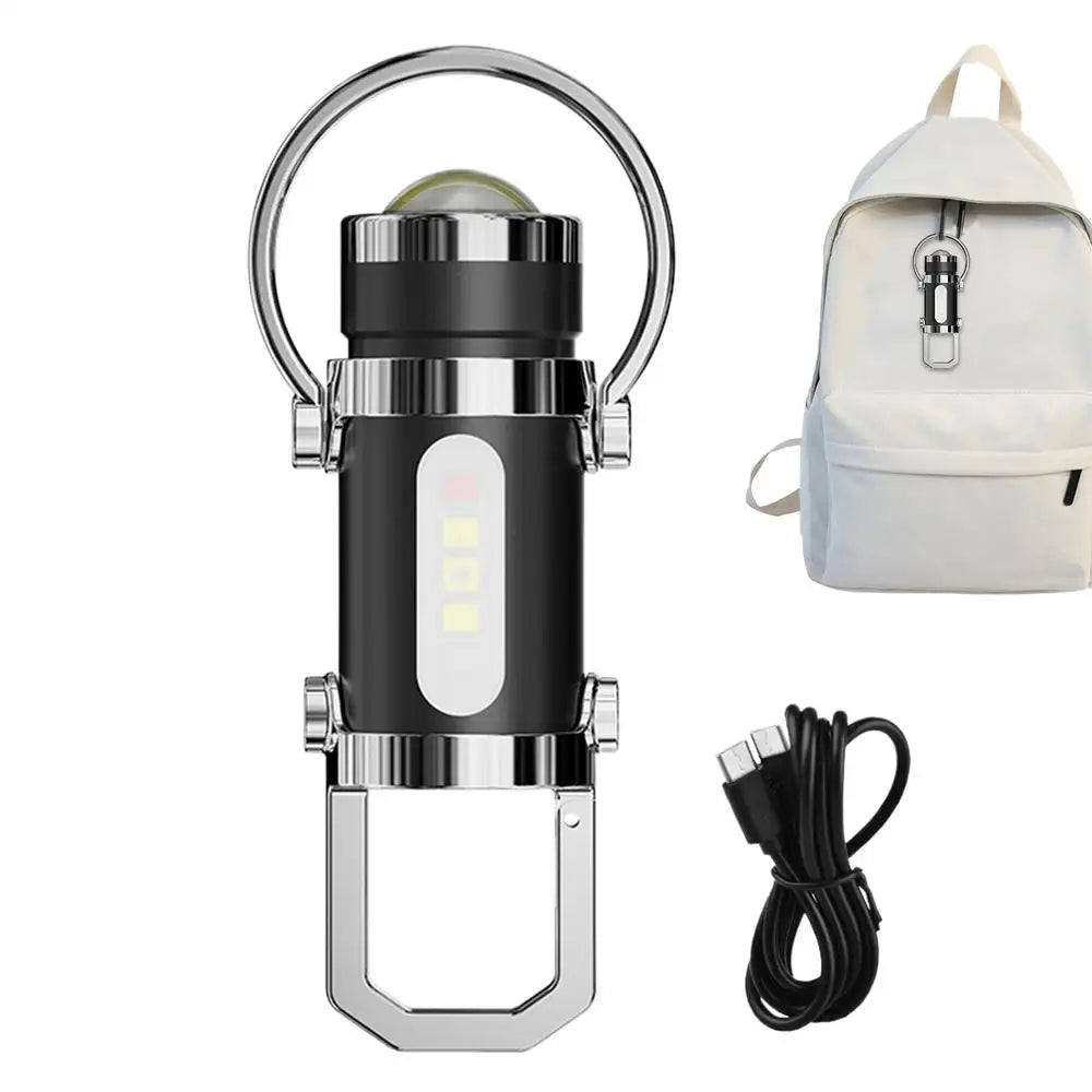 Flashlight Keychain LED 8-Mode Rechargeable Camping Torch Waterproof