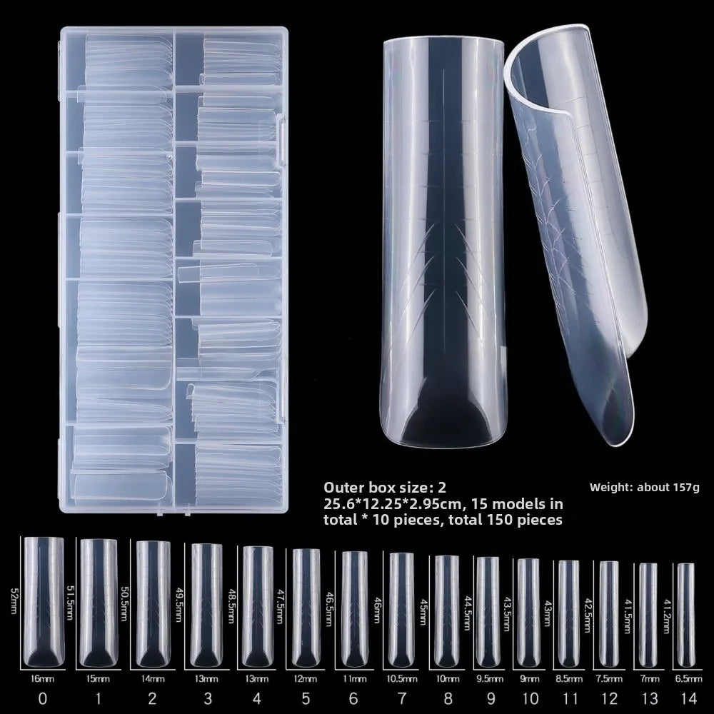 Coffin Shape Sandwich Nail Forms Natural Clear Almond Art Tips Zpaxo 100-