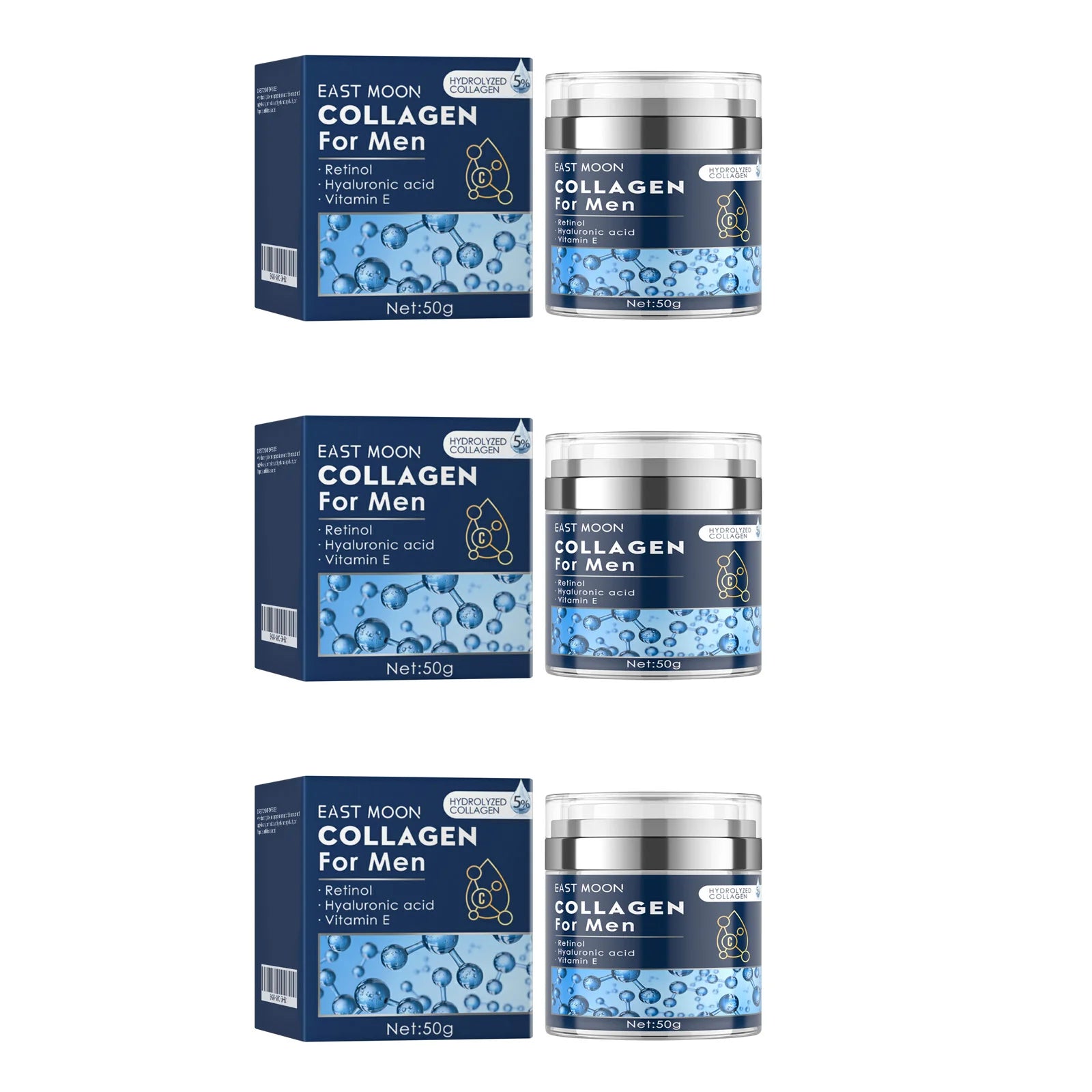 Men's Retinol Collagen Face Cream – Anti-Wrinkle & Firming Men's Face Cream Zpaxo 3 x 50g Boxed