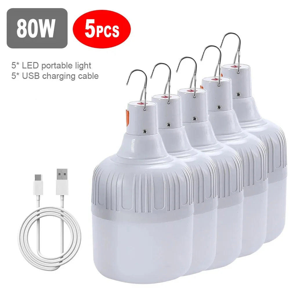 USB Rechargeable LED Camping Lantern 60W/80W | Portable Hook Camping Lantern Zpaxo chundeyou-80W-5PC