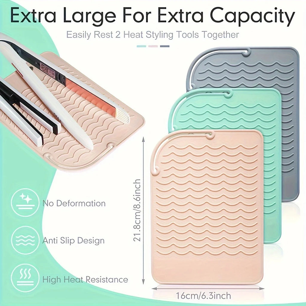 1pc Silicone Heat Resistant Mat For Hair Styling Tools, Pad For Curling lrons And Straighteners, Portable Styling Heat Mat Zpaxo