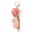 Gifts Charm Pendant Crystal Rose Flowers Jewelry Key Ring Keychain Zpaxo Pink