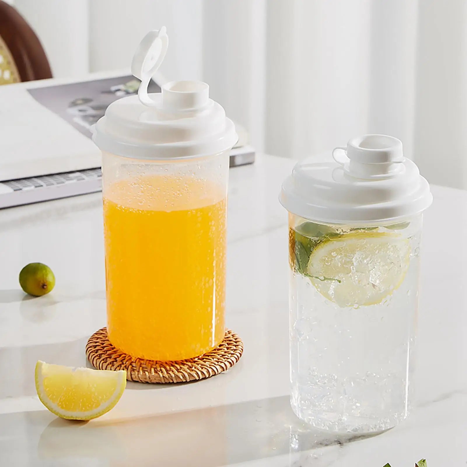 Wide Mouth Water Bottle Clear Leakproof Portable Wide Mouth Drink Bottle Lid for Indoor Outdoor Home Gym Travel Camping Beverage Zpaxo